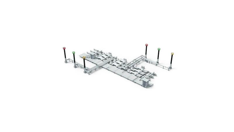Render 3D de la aparamenta aislada en gas de 1100 kV de Sieyuan: configuración de posición.