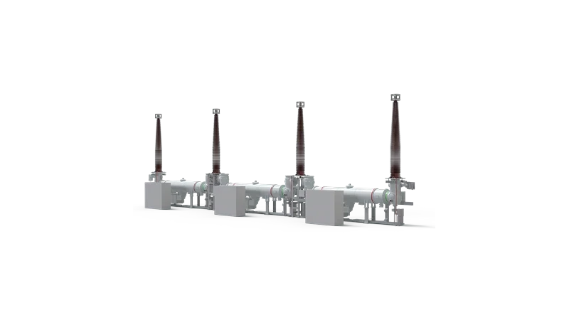 Render 3D de la aparamenta h&iacute;brida aislada en gas de 550 kV de Sieyuan: configuraci&oacute;n de posici&oacute;n.