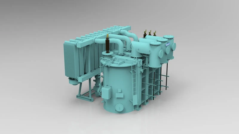 Render 3D de un transformador de potencia aislado en gas de Sieyuan.