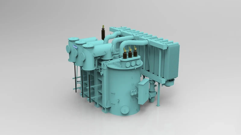 Render 3D de un transformador de potencia aislado en gas de Sieyuan.