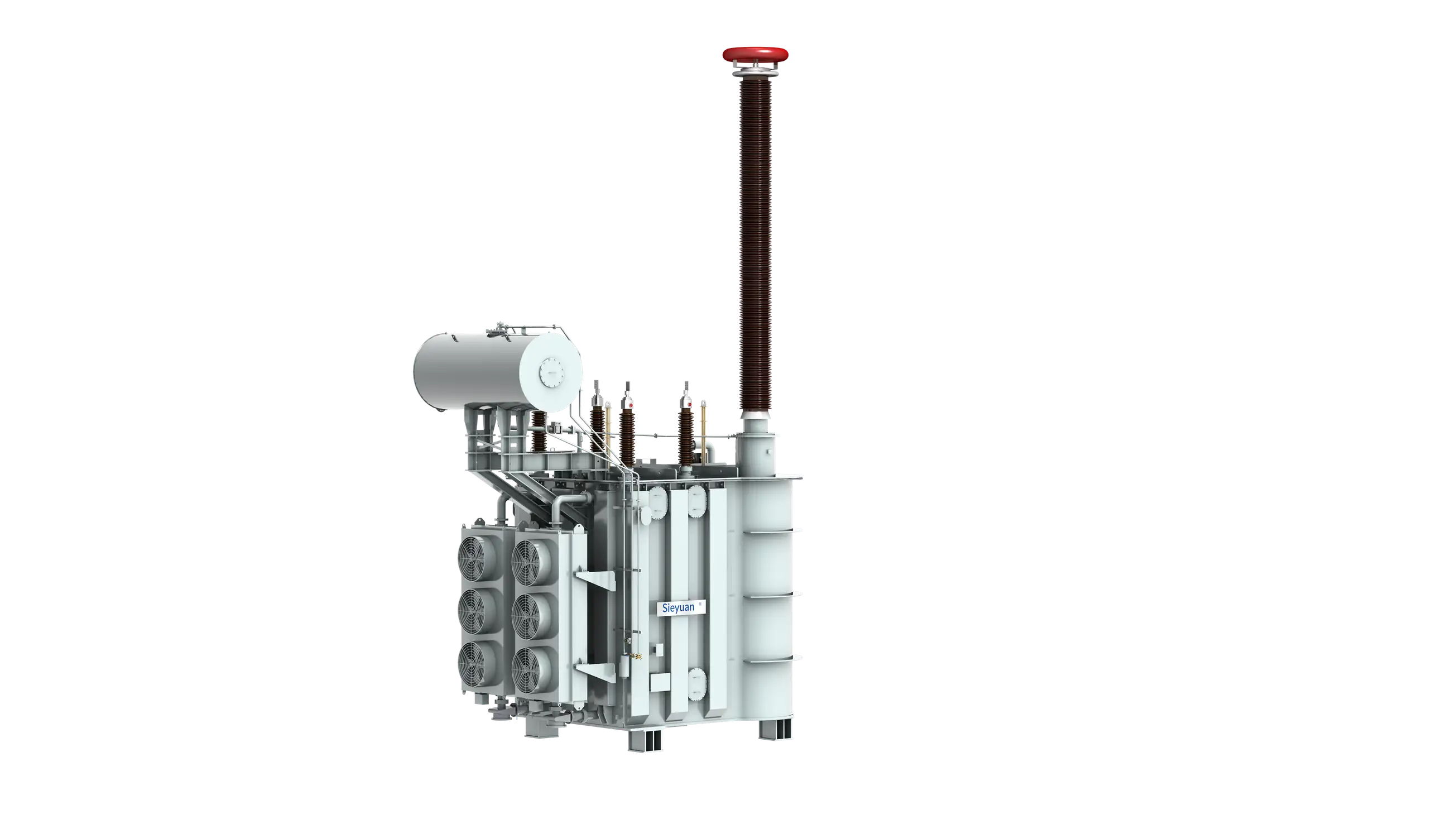 Render 3D de un transformador de potencia sumergido en l&iacute;quido de 765 kV de Sieyuan