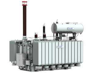 Render 3D de un transformador de potencia sumergido en l&iacute;quido de 500 kV de Sieyuan